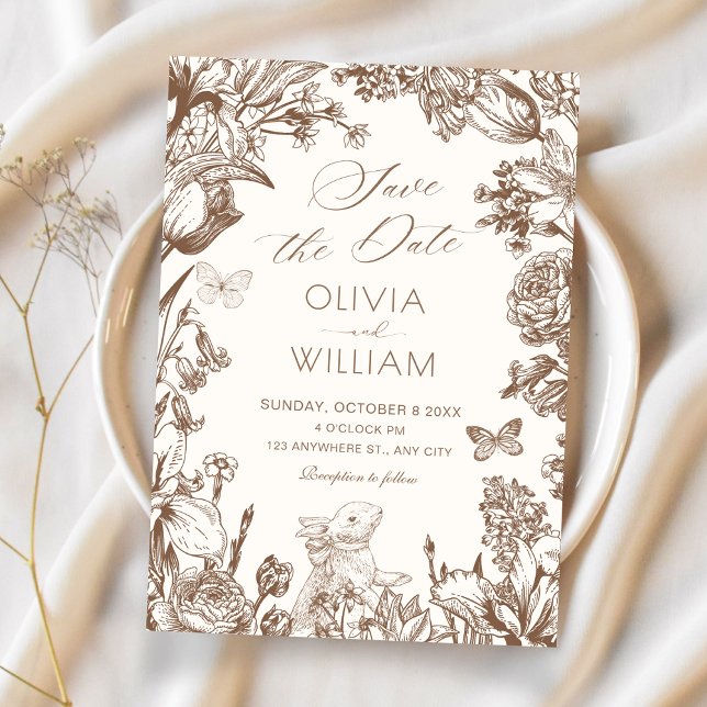 Invitation Mariage botanique floral vintage (Créateur téléchargé)