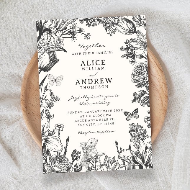 Invitation Mariage botanique floral vintage (Créateur téléchargé)