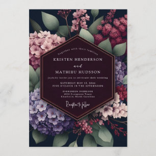 Invitation Mariage Botanique Foncé de Bourgogne