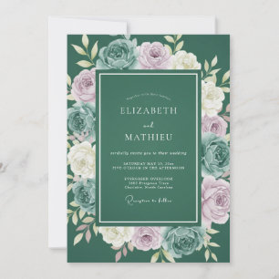 Invitation Mariage Botanique Forestier Vert Peint