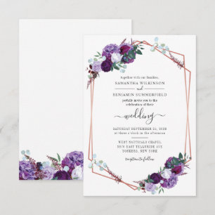 Invitation Mariage Botanique Géométrique Moderne Violet