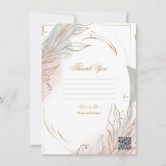 Invitation Mariage botanique Gilded Gold Sage & Blush  (Devant)