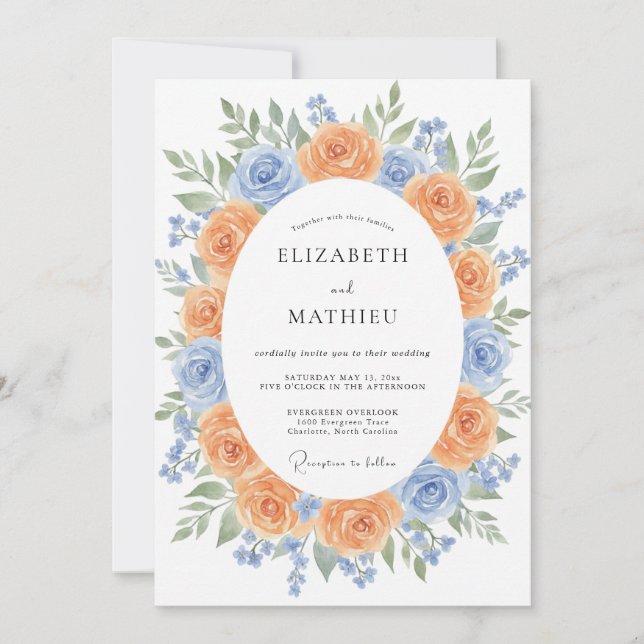 Invitation Mariage Botanique Glorieux d'Abricot (Devant)