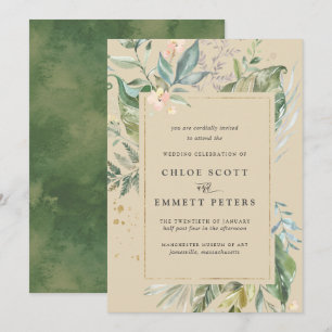 Invitation Mariage Botanique Gold Greenery