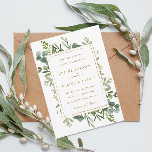 Invitation Mariage Botanique Gold Greenery