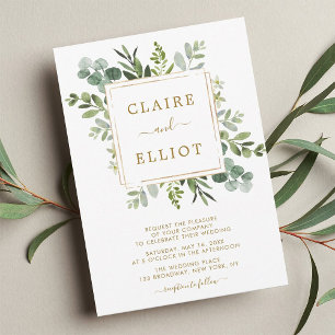 Invitation Mariage Botanique Gold Greenery