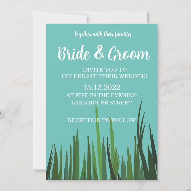 Invitation Mariage Botanique Green Grass (Devant)