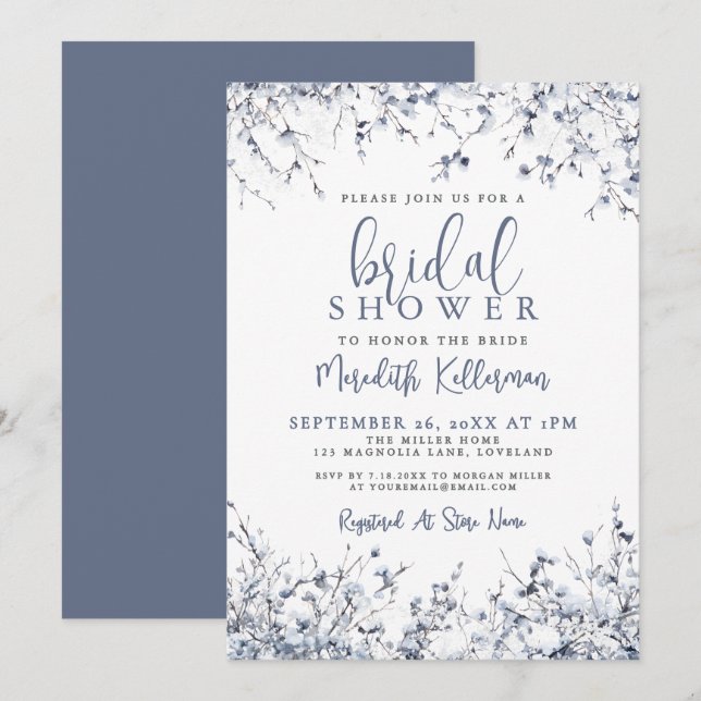 Invitation Mariage botanique hivernal (Devant / Derrière)