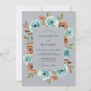 Invitation Mariage Botanique Humeur Rouille Sarcelle