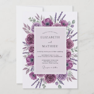 Invitation Mariage Botanique Illustre Pourpre