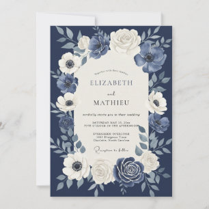 Invitation Mariage Botanique Impérial Bleu Nuit
