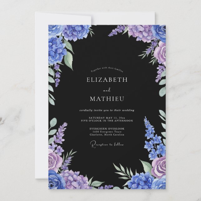 Invitation Mariage Botanique Indigo Humeur (Devant)