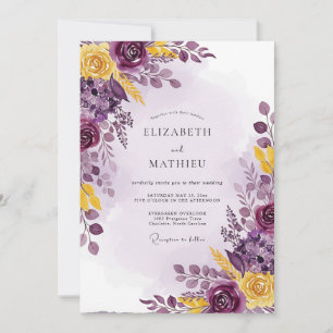 Invitation Mariage Botanique Jaune Prune Luxuriant