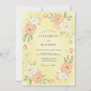 Invitation Mariage Botanique Jaune Solaire de Printemps