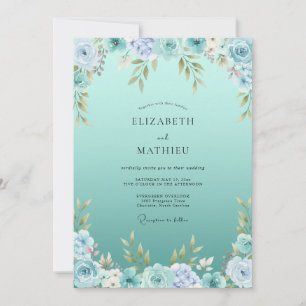 Invitation Mariage Botanique Lumineux Sarcelle