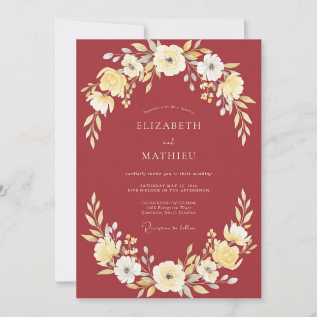 Invitation Mariage Botanique Lustré de Bourgogne (Devant)