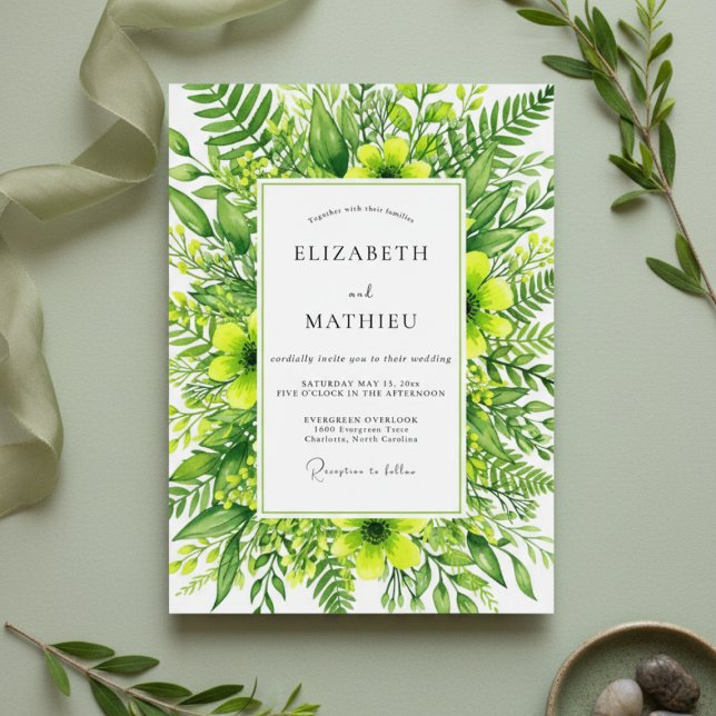 Invitation Mariage botanique luxuriant émeraude (Créateur téléchargé)