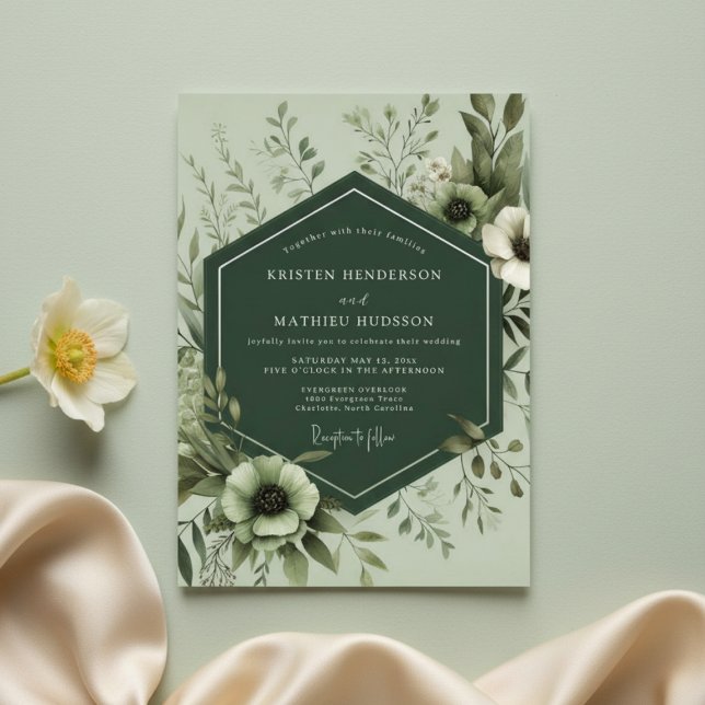 Invitation Mariage Botanique Luxuriant Sage (Créateur téléchargé)