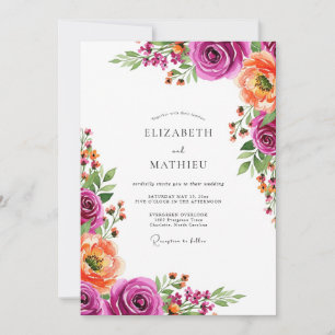 Invitation Mariage Botanique Magenta Bloom