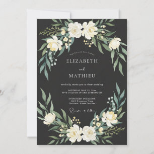 Invitation Mariage Botanique Majestueux au Charbon