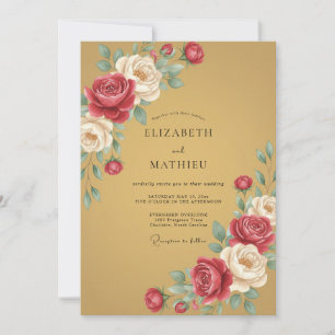 Invitation Mariage Botanique Majestueux Doré