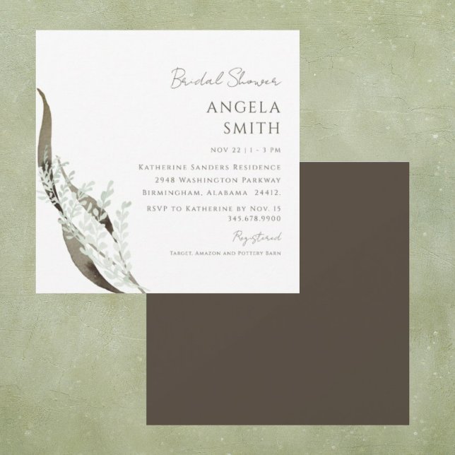 Invitation Mariage Botanique Marron Accentuel de Fête de Fian (Créateur téléchargé)