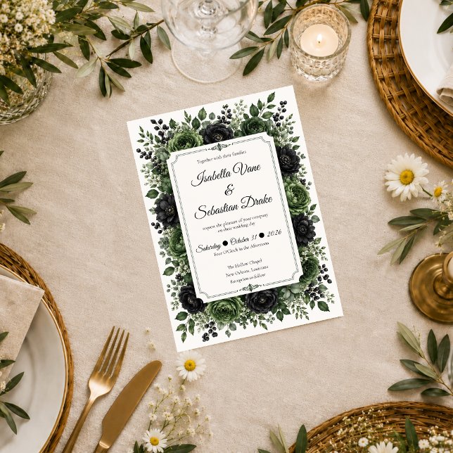 Invitation Mariage Botanique Maussade (Créateur téléchargé)