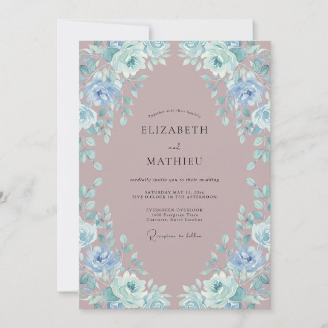 Invitation Mariage Botanique Mauve Sérène (Devant)