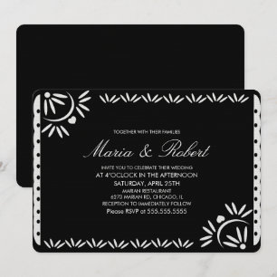 Invitation Mariage Botanique Mexicain Papier Découpé Noir
