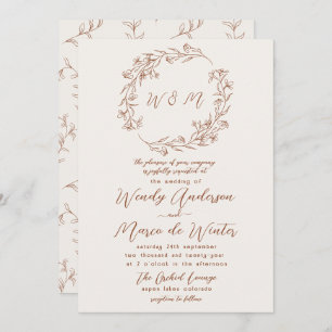 Invitation Mariage botanique minimal en terre cuite
