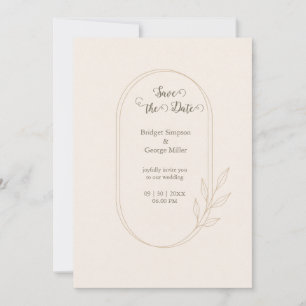 Invitation Mariage botanique minimal scandi doré 