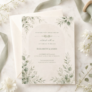 Invitation Mariage Botanique Minimal Vert Sauge