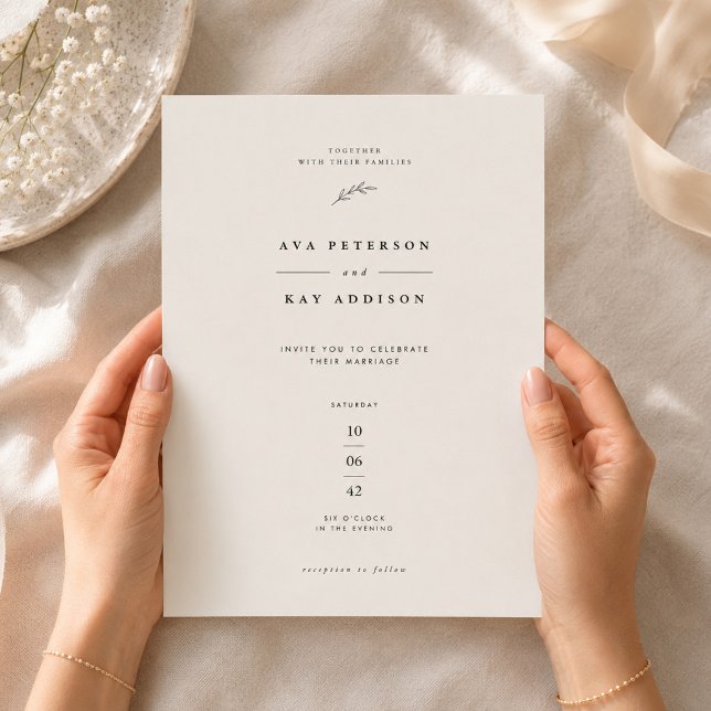Invitation Mariage Botanique Minimaliste (Créateur téléchargé)