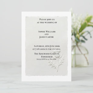 Invitation Mariage Botanique Minimaliste au Chardon Écossais