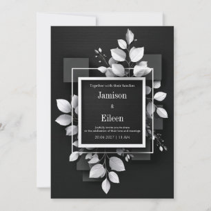 Invitation Mariage botanique minimaliste noir et blanc