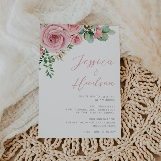 Invitation Mariage botanique moderne Blush Elegance (Créateur téléchargé)