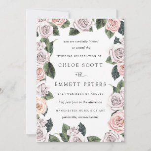 Invitation Mariage botanique moderne Blush Pink violet Rose