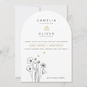 Invitation Mariage botanique moderne de l'abeille patrimonial