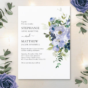 Invitation Mariage botanique moderne Dusty Purple