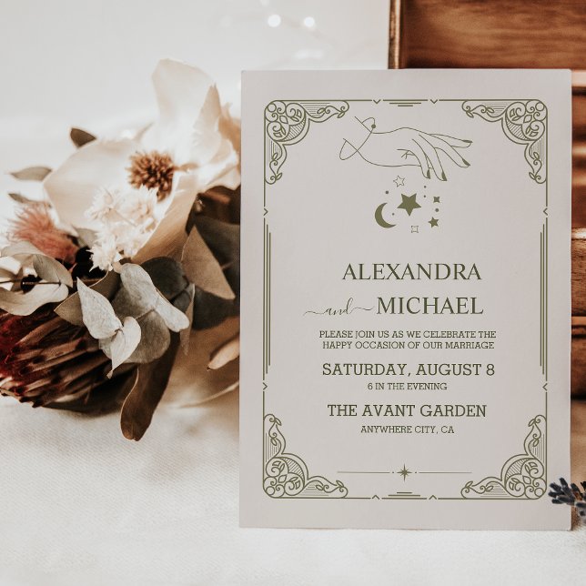Invitation Mariage Botanique Mystique Vintage (Créateur téléchargé)