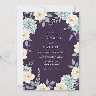 Invitation Mariage Botanique Noble au Plum Profond