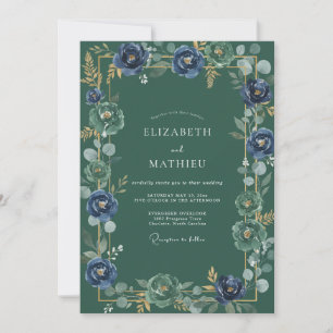 Invitation Mariage Botanique Noble Vert Forêt