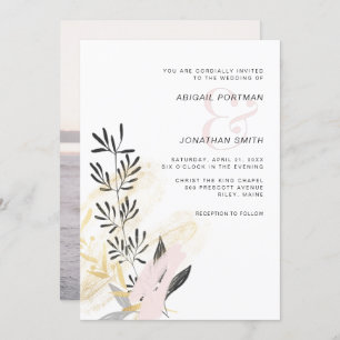 Invitation Mariage botanique noir et blanc moderne