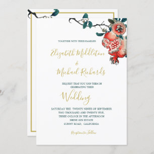 Invitation Mariage Botanique Or Élégante Grenade Moderne