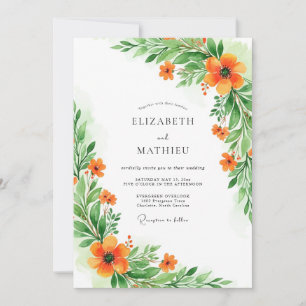 Invitation Mariage Botanique Orange Verdoyant