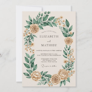 Invitation Mariage Botanique Orné Champagne
