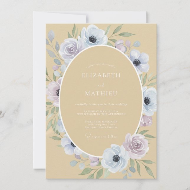 Invitation Mariage botanique printanier doux et chaud (Devant)