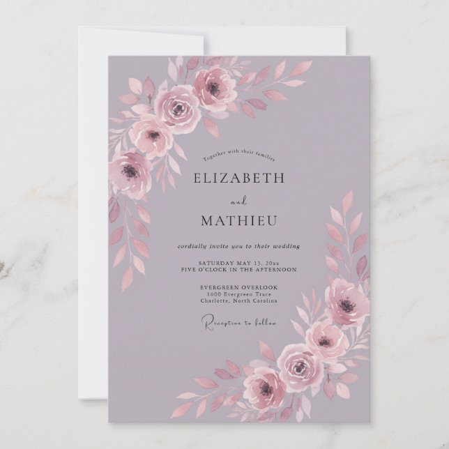 Invitation Mariage Botanique Radiant Mauve (Devant)