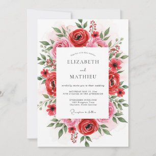 Invitation Mariage Botanique Radieux Rouge