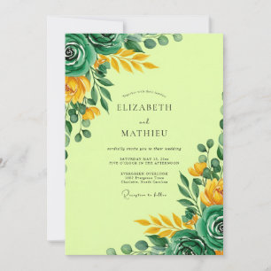 Invitation Mariage Botanique Radieux Vert Citron